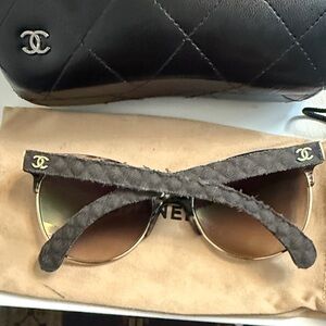 CHANEL Black and Brown Sunglasses